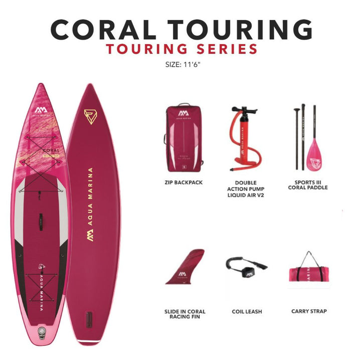 Aqua Marina Coral Touring 11'6" (350 cm) INFLATABLE STANDUP PADDLE SUP BOARD 28GOODS