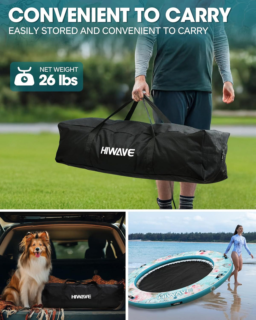 HIWAVE Inflatable Water Hammock Inflatable Floating Dock 9'