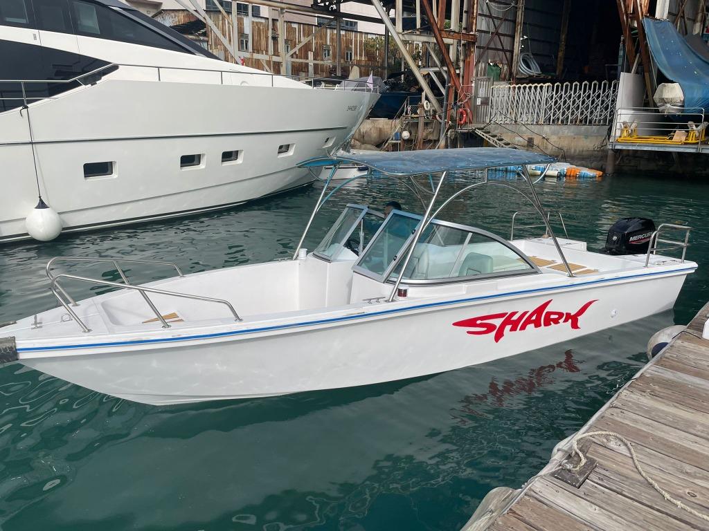 Mercury 4 stroke 60hp outboard hydraulic steering Max 8 people 23ft 703cm fiberglass boat 28GOODS