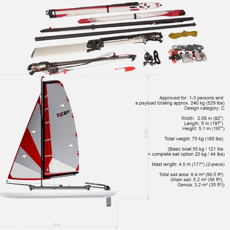 XCAT Sail Mobile sailing catamaran Boat weight only 75 kg 28GOODS